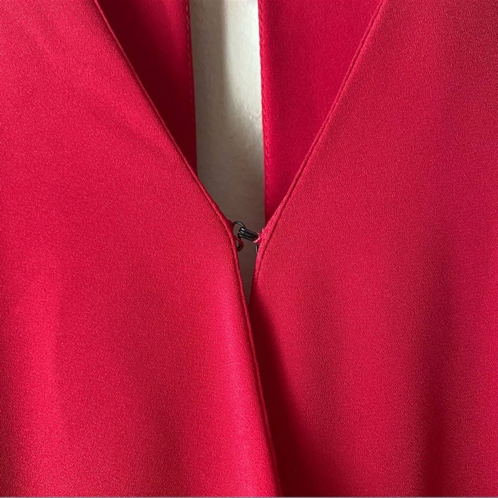 Helena Quinn red wrap dress size M silk poly blend - Picture 4 of 9